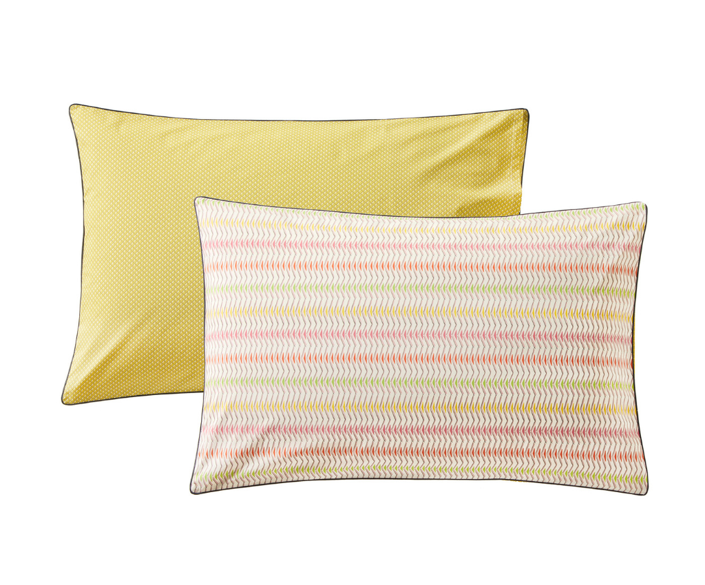 法國高級全綿純棉枕頭套 - 粉黃色