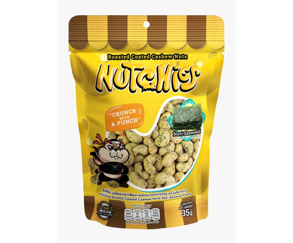 Nutchies Roasted Coated Cashew Nuts Nori Seaweed 35g