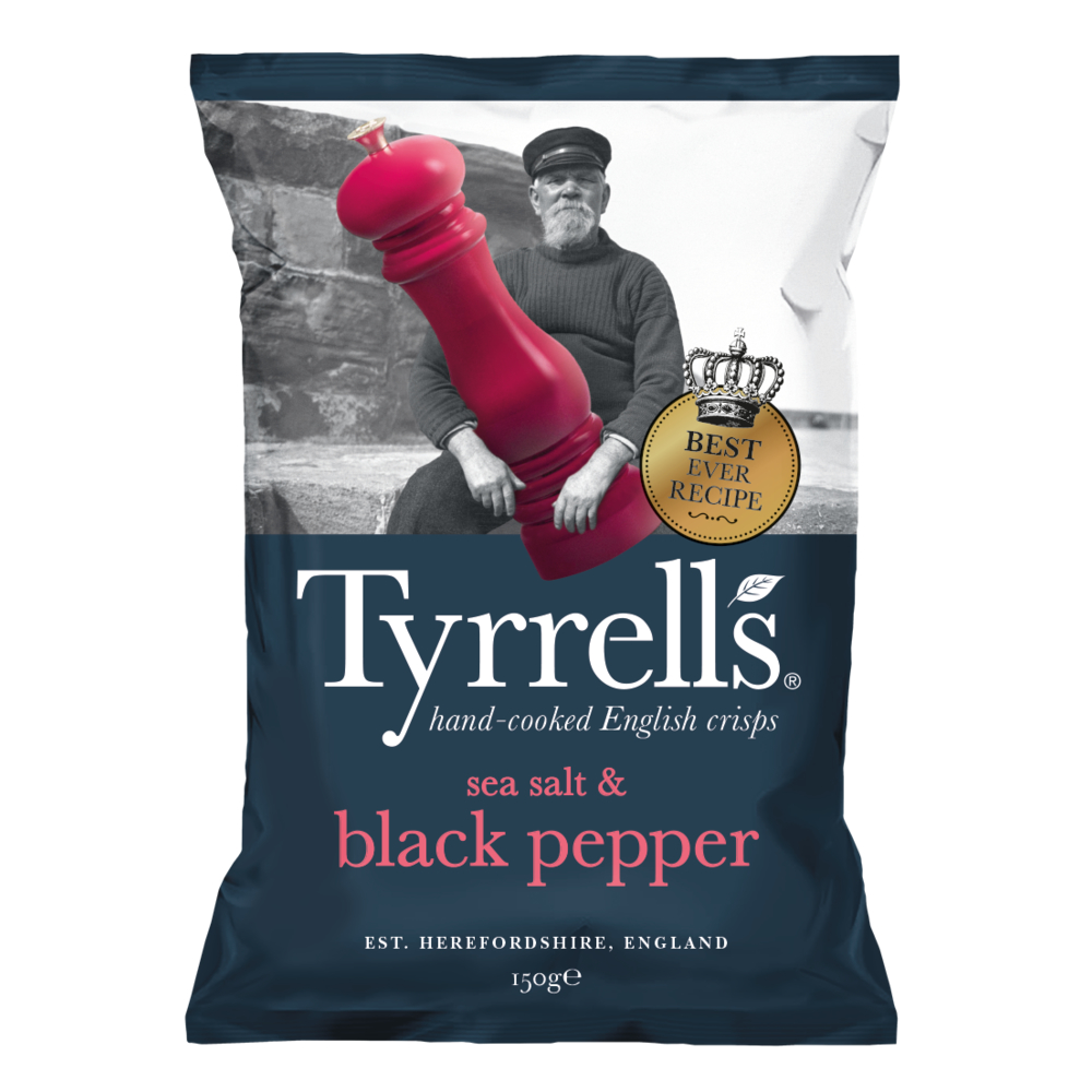 Sea Salt &amp; Cracked Black Pepper English Crisps 150g
