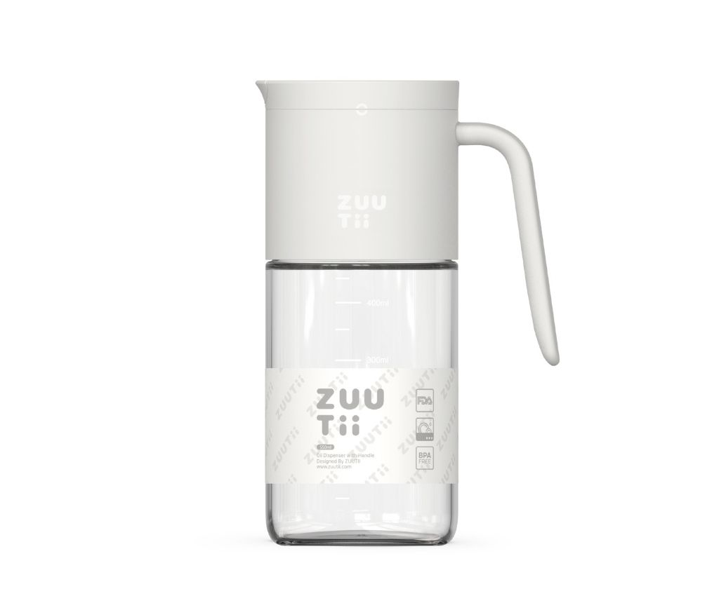 附手柄自動開合蓋玻璃油壺 - 米白色 550ml (ZTOD0112)