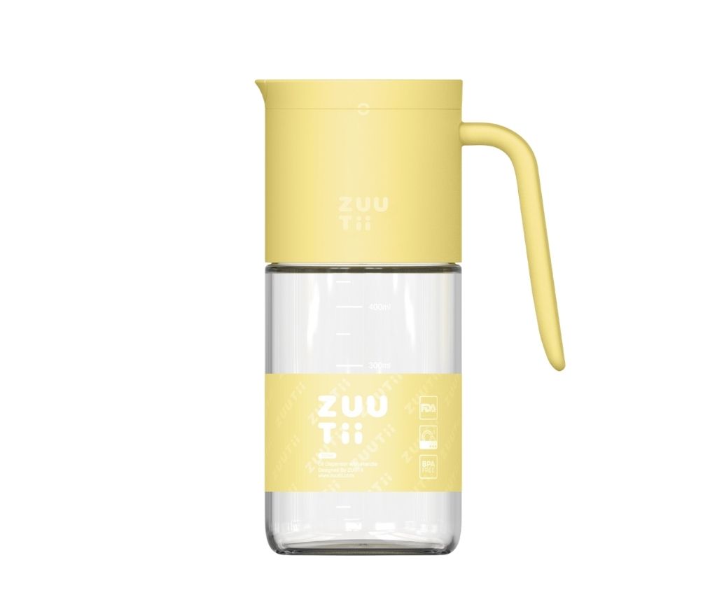 附手柄自動開合蓋玻璃油壺 - 淡黃色 550ml (ZTOD0113)