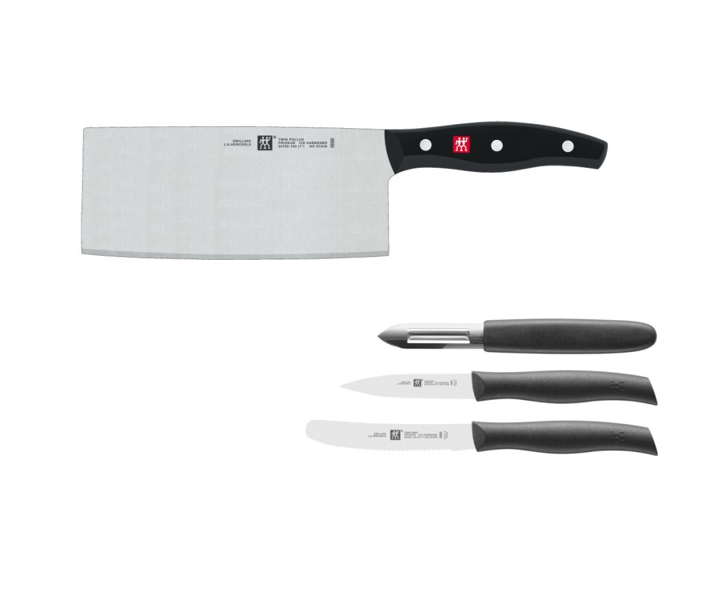 TWIN Pollux Chinese Chef's Knife &amp; TWIN Grip Paring Knife 3pcs Set