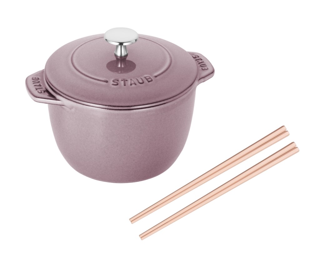 Rice Cocotte 16cm/1.8L (Cherry Blossom) &amp; Chopsticks 2 pairs (Pairs Pink) Set