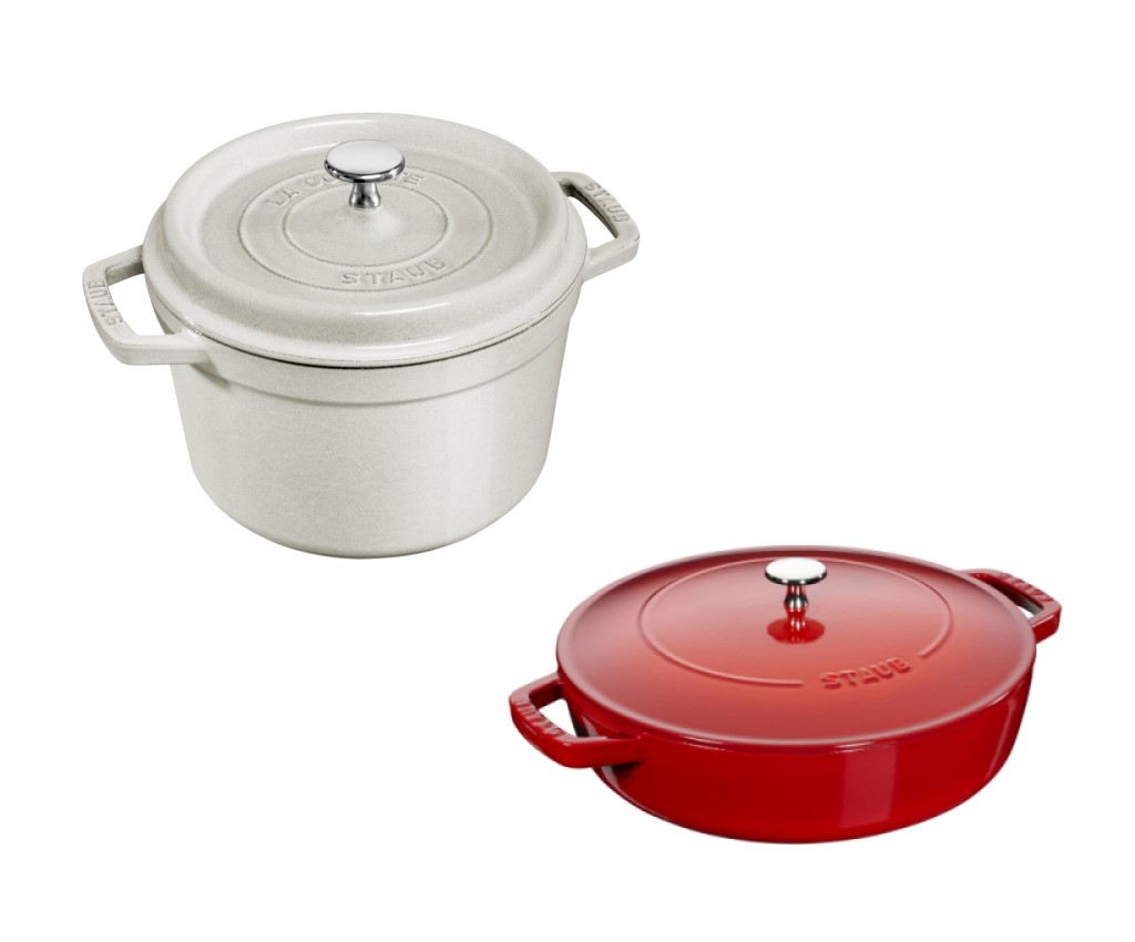 Tall Round Cocotte 24cm/4.7L (White Truffle) &amp; Braiser 24cm/2.4L Set