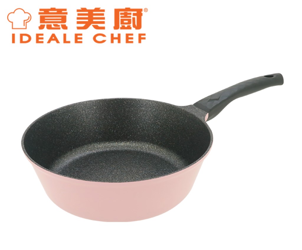 PINK Die Casting Aluminium Marble Non-Stick Deep Fry Pan 28 x 8.5cm (IC18028T)