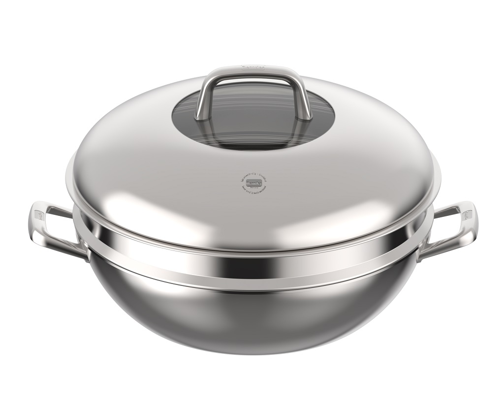 GALAXY Chinese Wok with Glass Lid and Inset 36cm