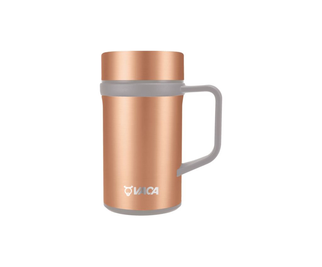 VACA - TEC Fine Bone Liner Stainless Steel Vacuum Handle Mug 450ml - Rose Gold (HCB208D)