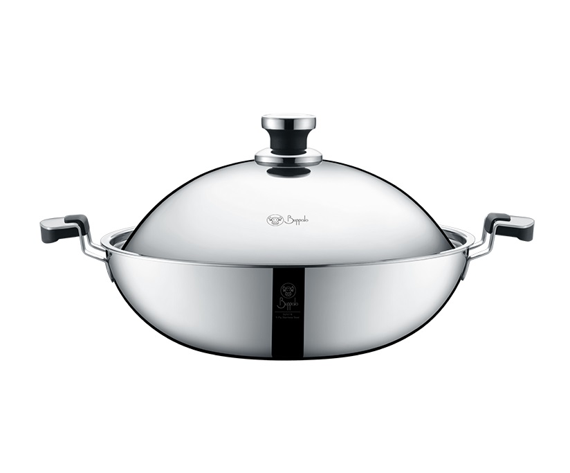 Elite Cook I SUS316 5-Ply Flat Bottom Wok with S/ST Lid (755436A)