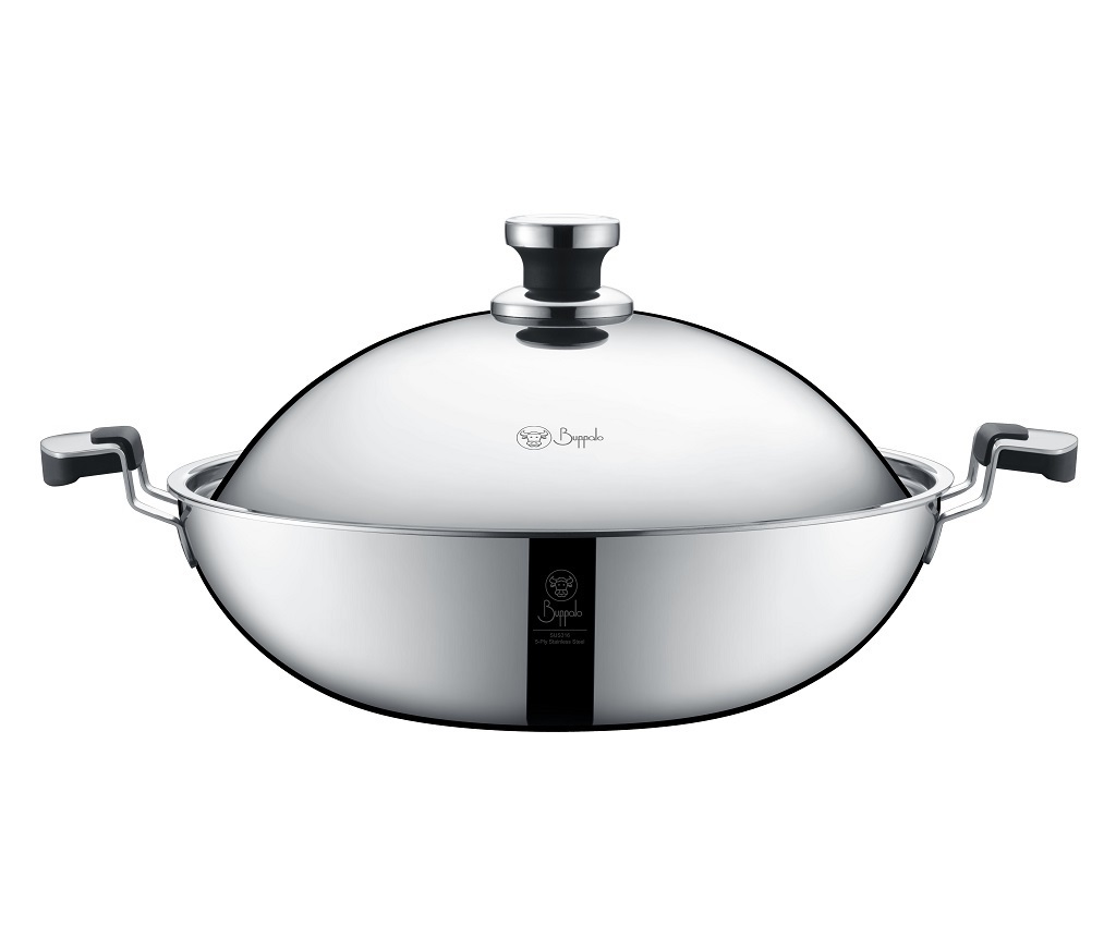 Elite Cook I SUS316 5Ply Flat Bottom Wok with S/ST Lid (755440C)