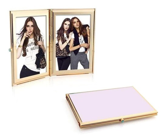 Enamel with Gold Travel Double Frame