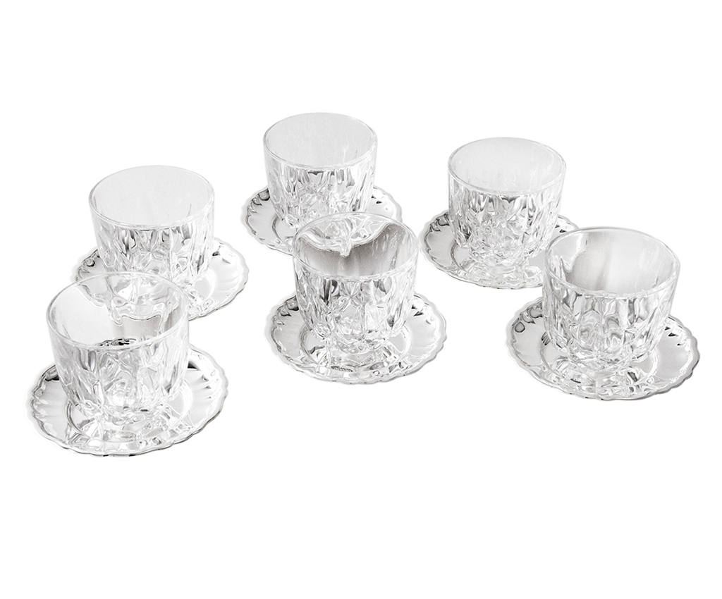 Crystal Glasses Set with Saucers (Set of 6)