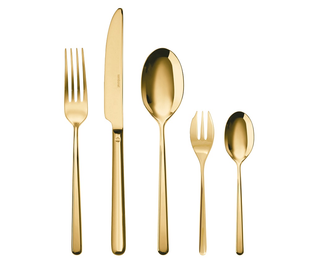 Linear PVD Gold 6 Person Cutlery Set 30 pcs