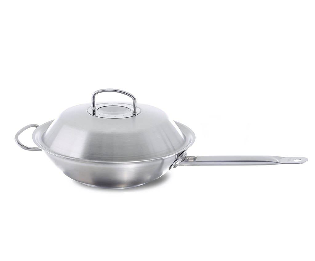 Profi Long Handle Chinese Wok 30cm with SS Lid