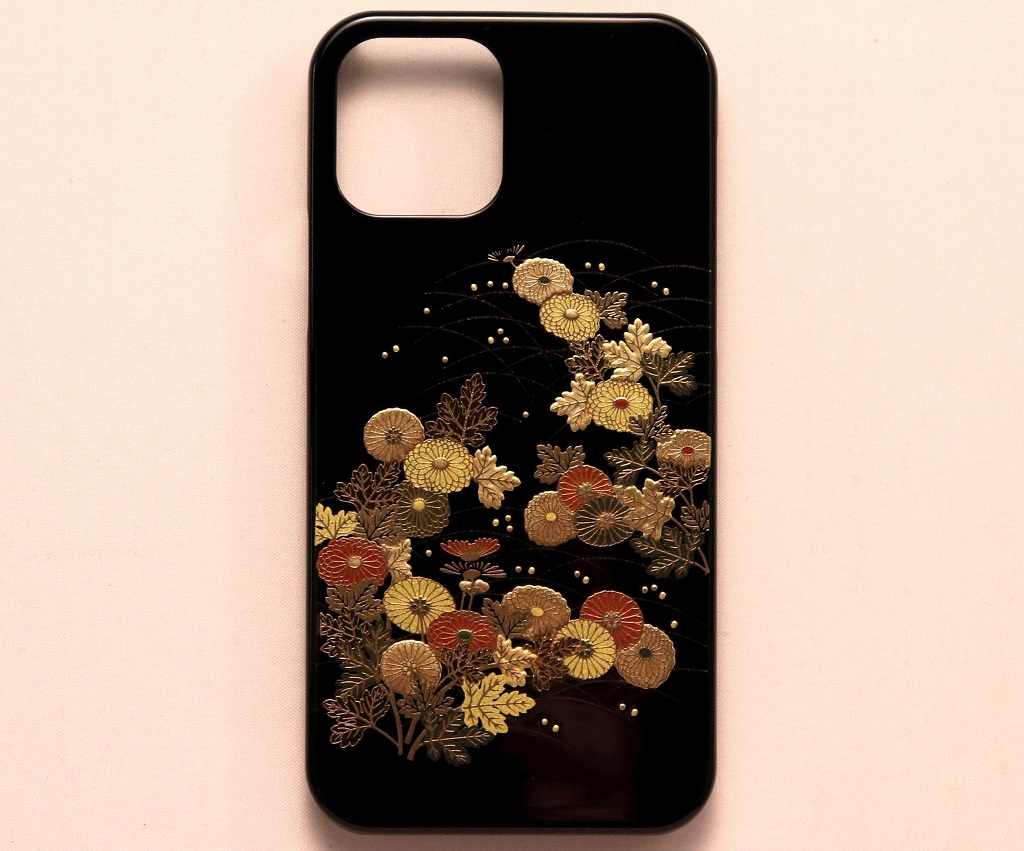 Pre-order】- Embossed Maki-e iPhone14Pro Case (Small Chrysanthemum) (deliver  around 3 weeks after purchase) - Sogo