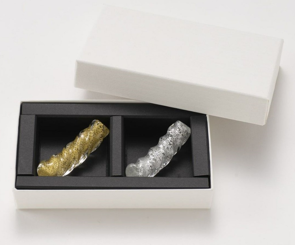 【Pre-order】- Twisted Glass Chopstick Rests (Gold &amp; Silver) (deliver around 3 weeks after purchase)