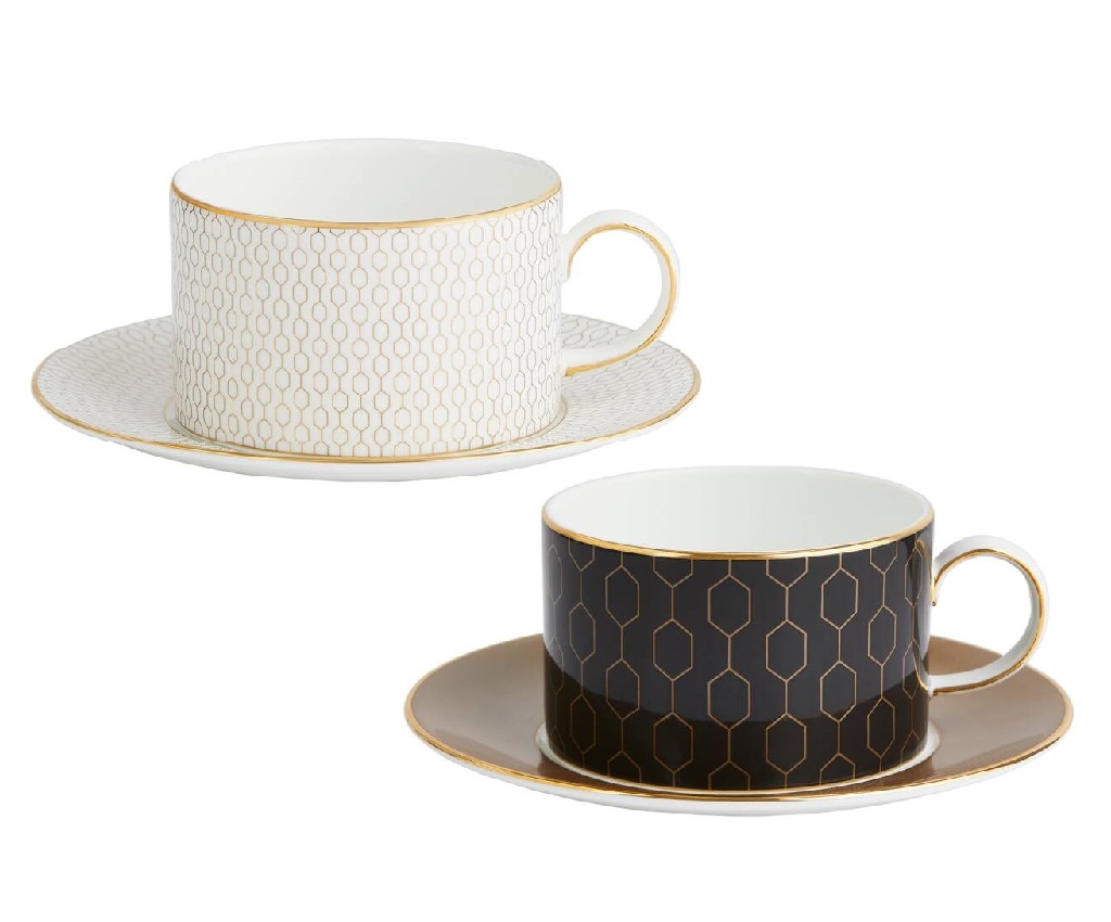 Gio Gold Honeycomb Teacup and Saucer
