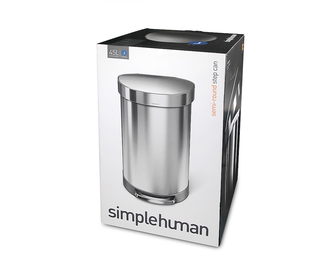 Simplehuman 45L Semi Round Step Trash Can Stainless Steel CW2030