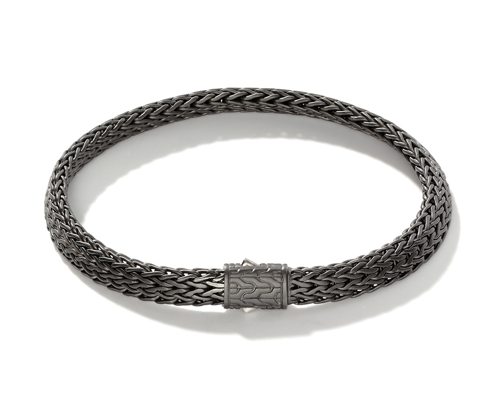 Classic Chain Silver Matte Black Rhodium Plated Bracelet