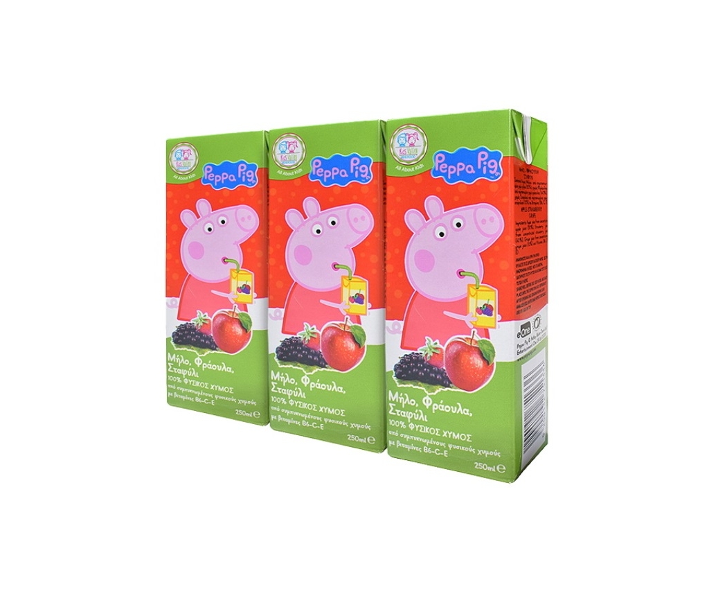 PEPPA PIG 100% 天然果汁 250ml 三包裝 (蘋果/草莓/提子)