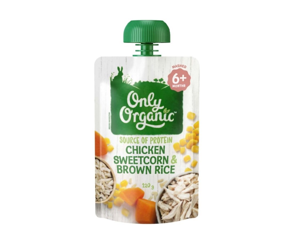Organic Chicken Sweetcorn &amp; Brown Rice 120g