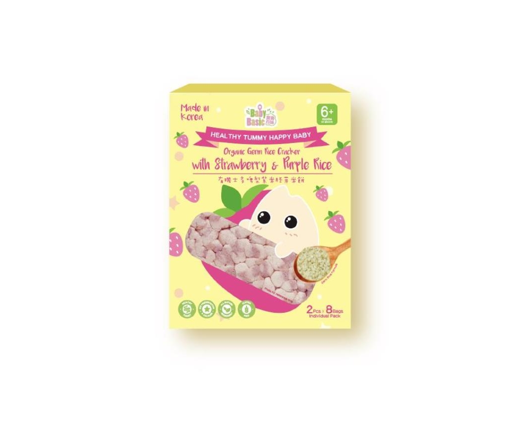 Organic Germ Rice Cracker (Strawberry &amp; Purple Rice) 2pcs x 8 bags