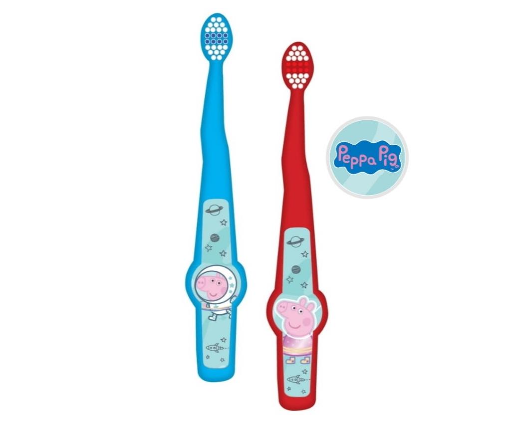 Peppa Pig Soft Toddlers Toothbrush with Cover - Twin Set