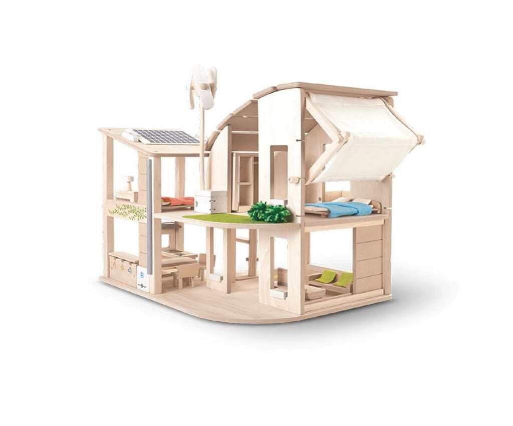 Green Dollhouse with Furniture