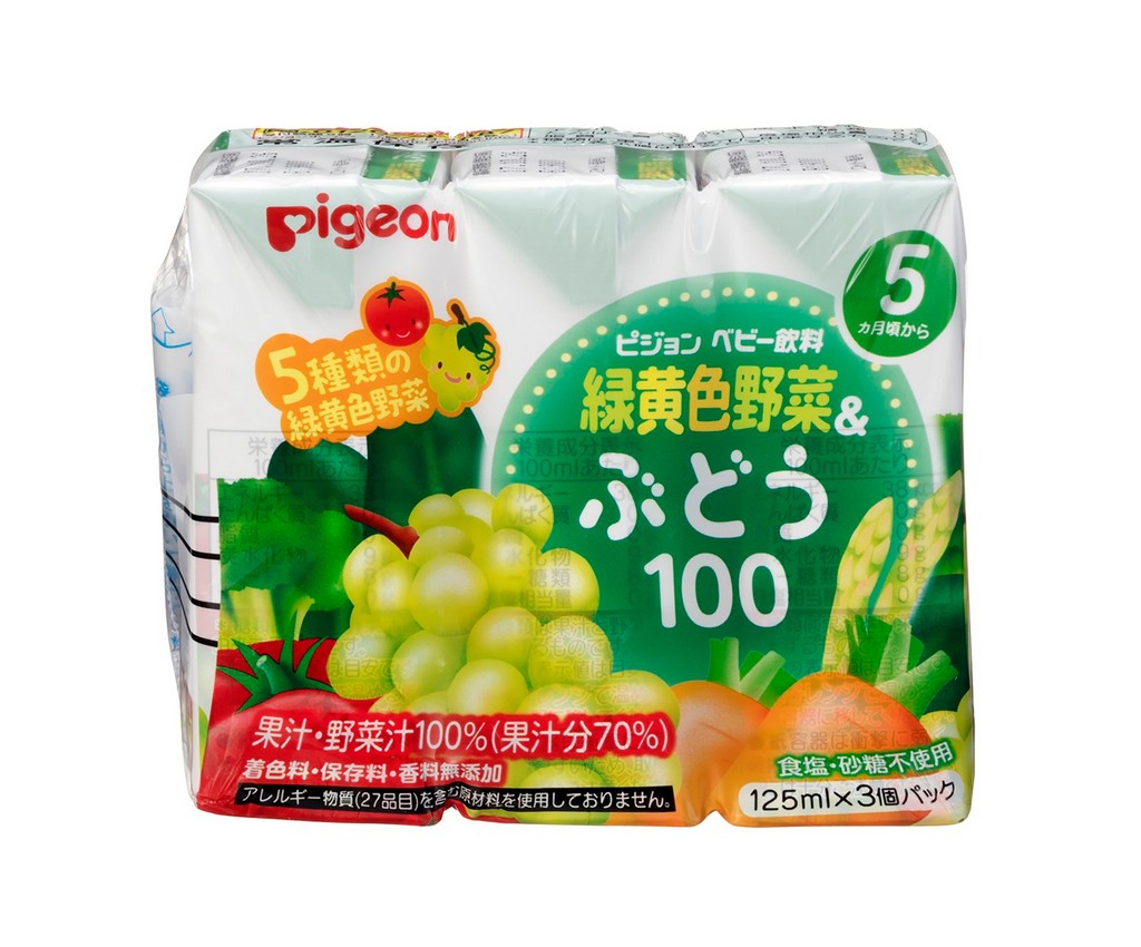 Baby Juice Veg &amp; Grape 100% 125ml x 3packs