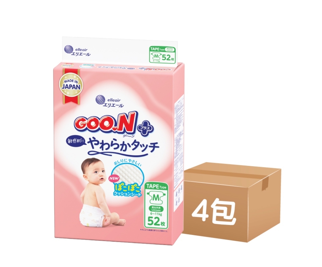柔觸肌嬰兒紙尿片 中碼 52片 (原箱4包)
