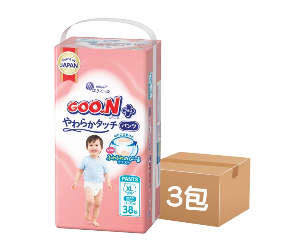 柔觸肌嬰兒紙尿褲 加大碼 38片 (原箱3包)