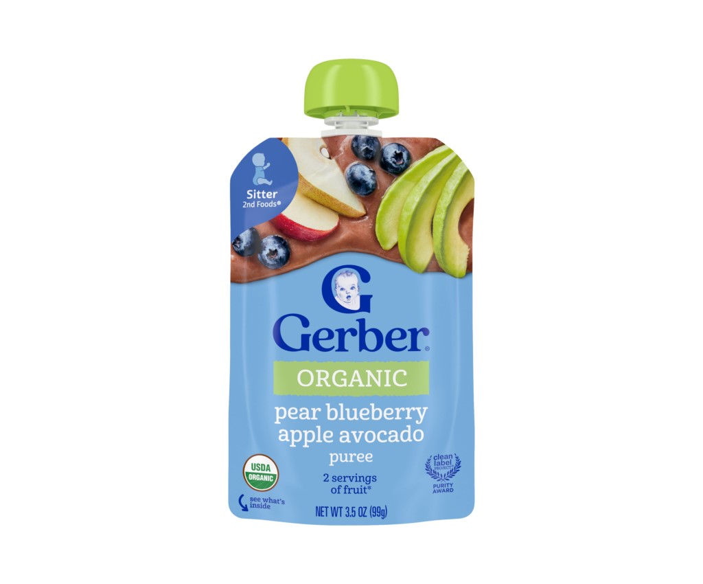 Organic Pear Blueberry Apple Avocado Fruit Puree Pouch 99g