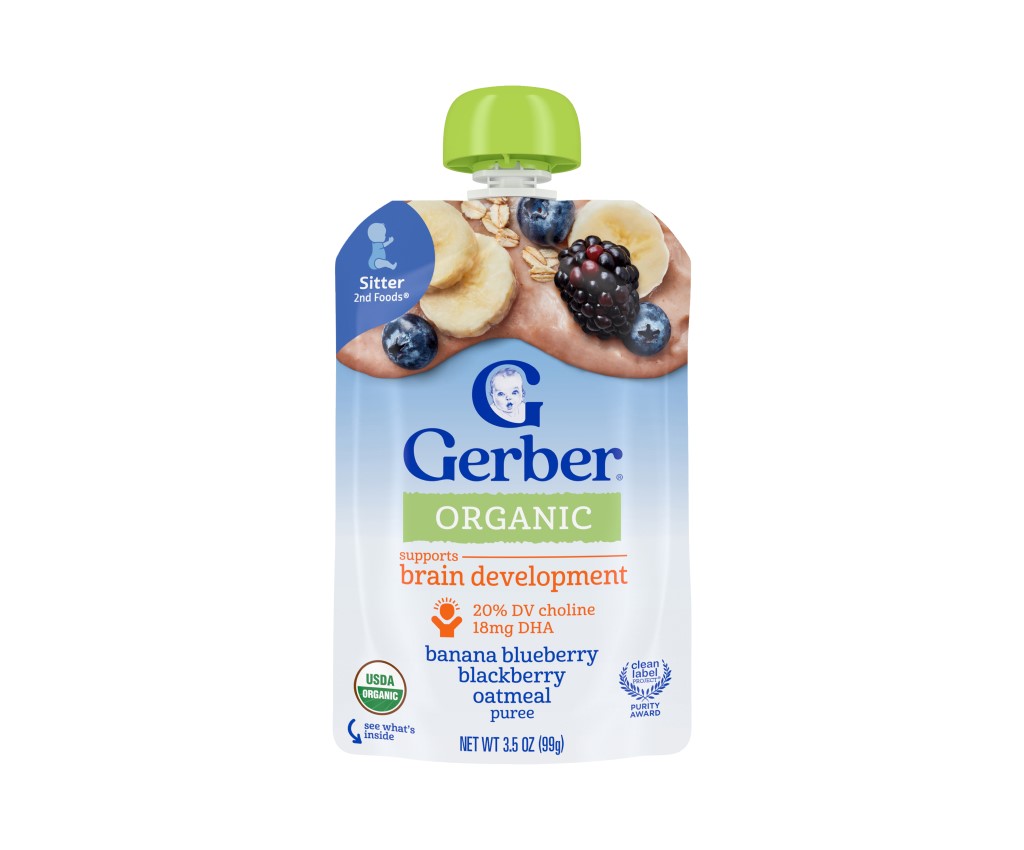 Organic Blueberry Blackberry Banana Oatmeal Fruit Puree Pouch 99g