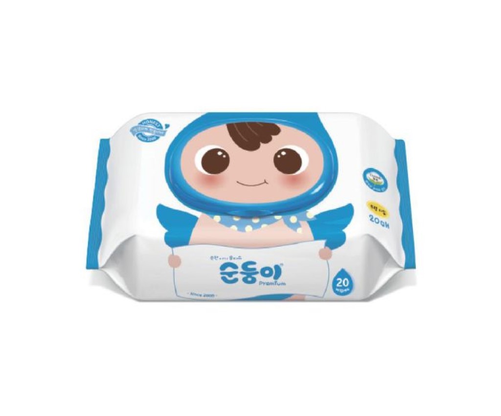 Fragrance Free Premium Baby Wipes 20s (Blue)