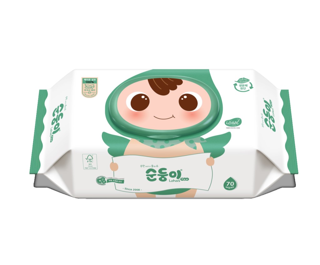 Fragrance Free Lohas Baby Wipes 70s (Dark Green)