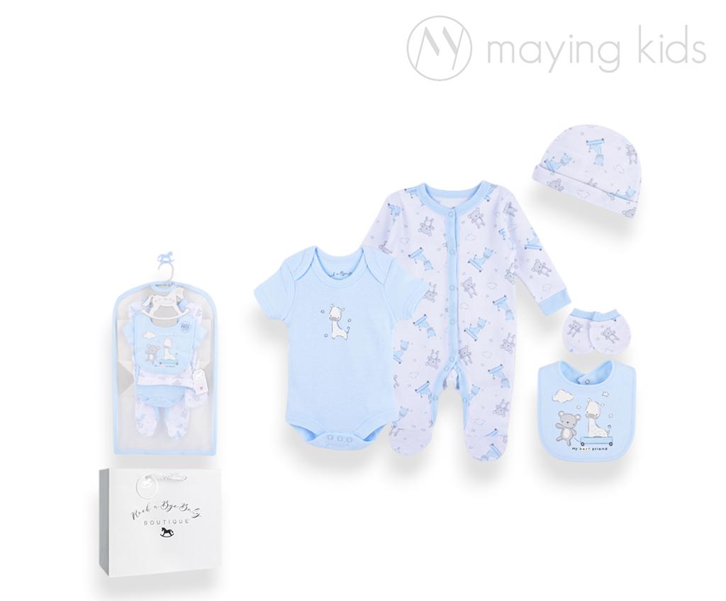 Blue Teddy Bear &amp; Giraffe Friends 5-in-1 Mesh Bag Gift Set (with Paper Bag)