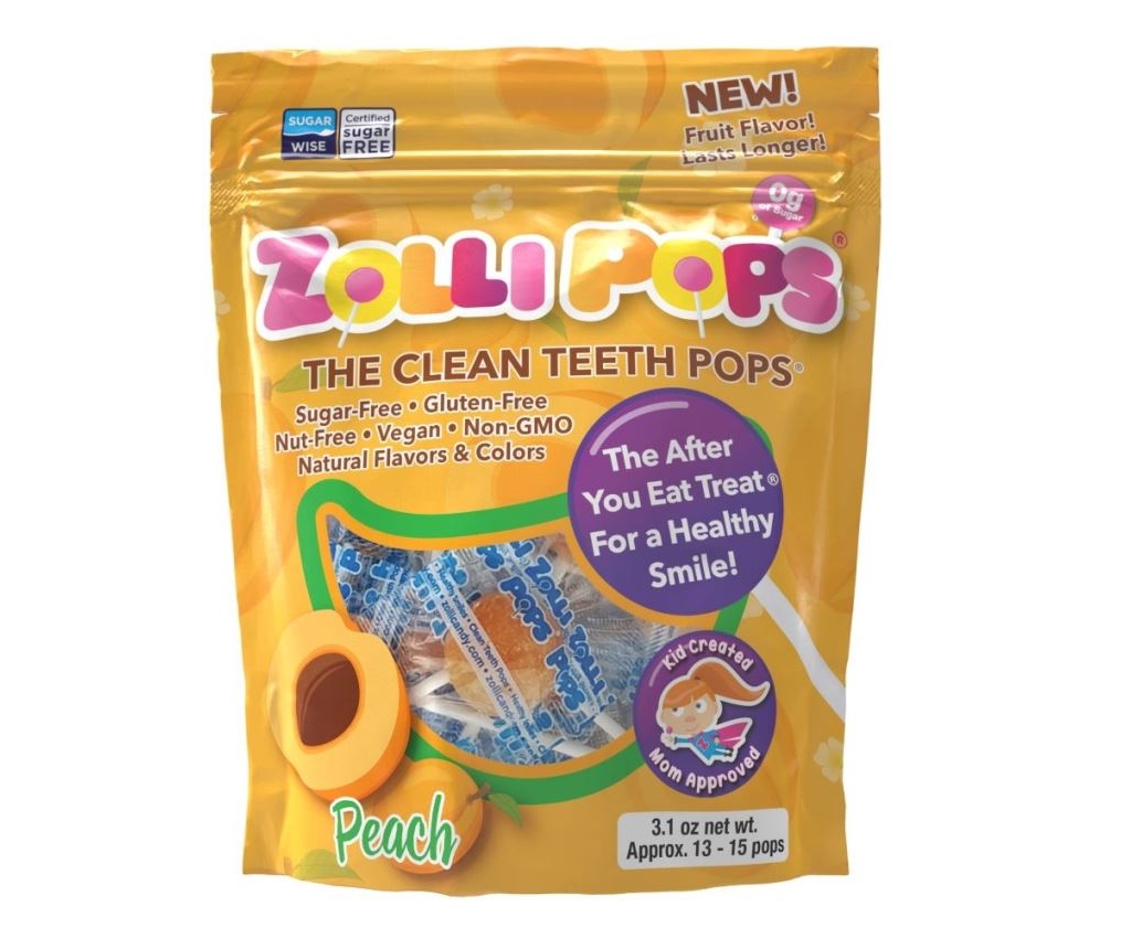 The Clean Teeth Pops, Anti Cavity Lollipops, Peach / 3.1ox (15 Count)
