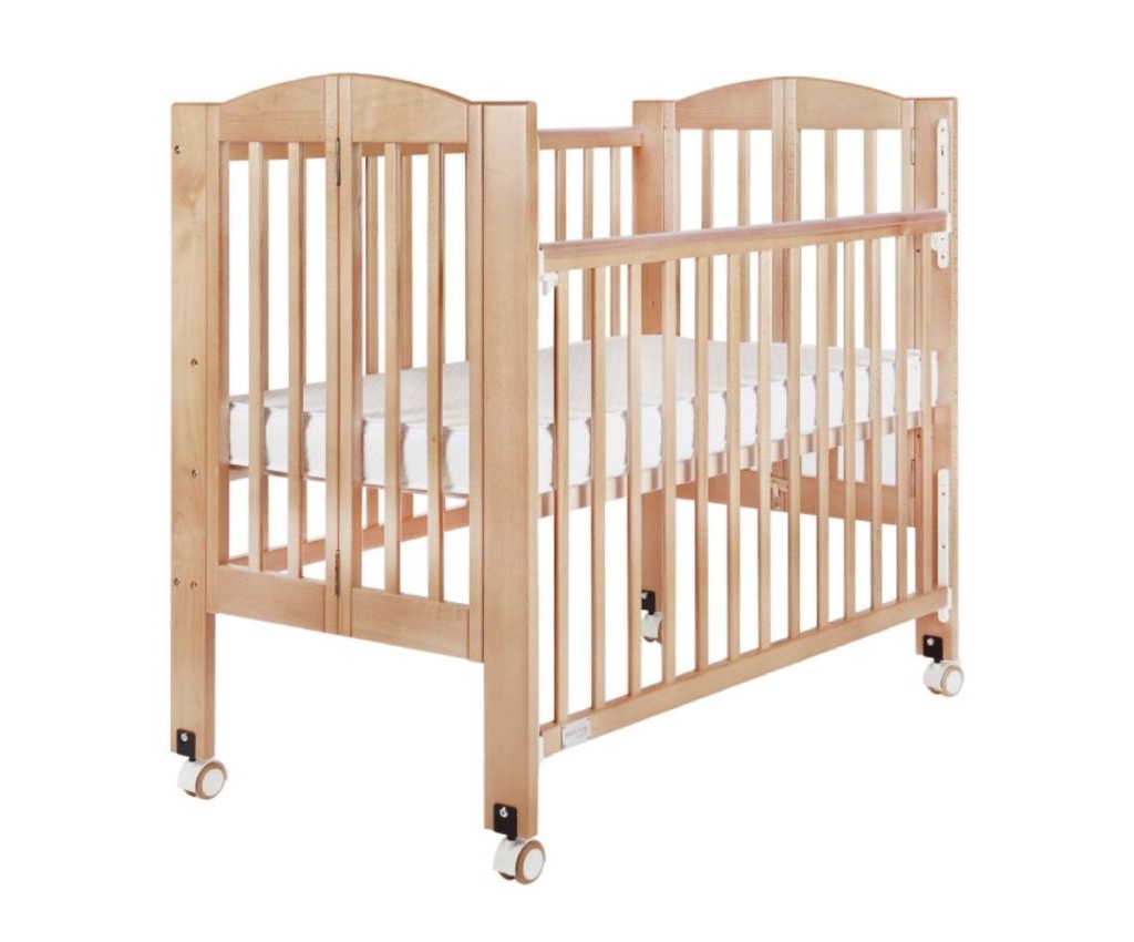 Huggy 歐洲櫸木摺合嬰兒木床連3寸床褥