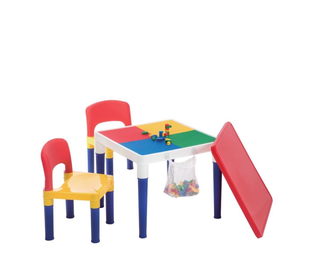 Delsun 2 合 1積木桌椅組 繽紛彩虹