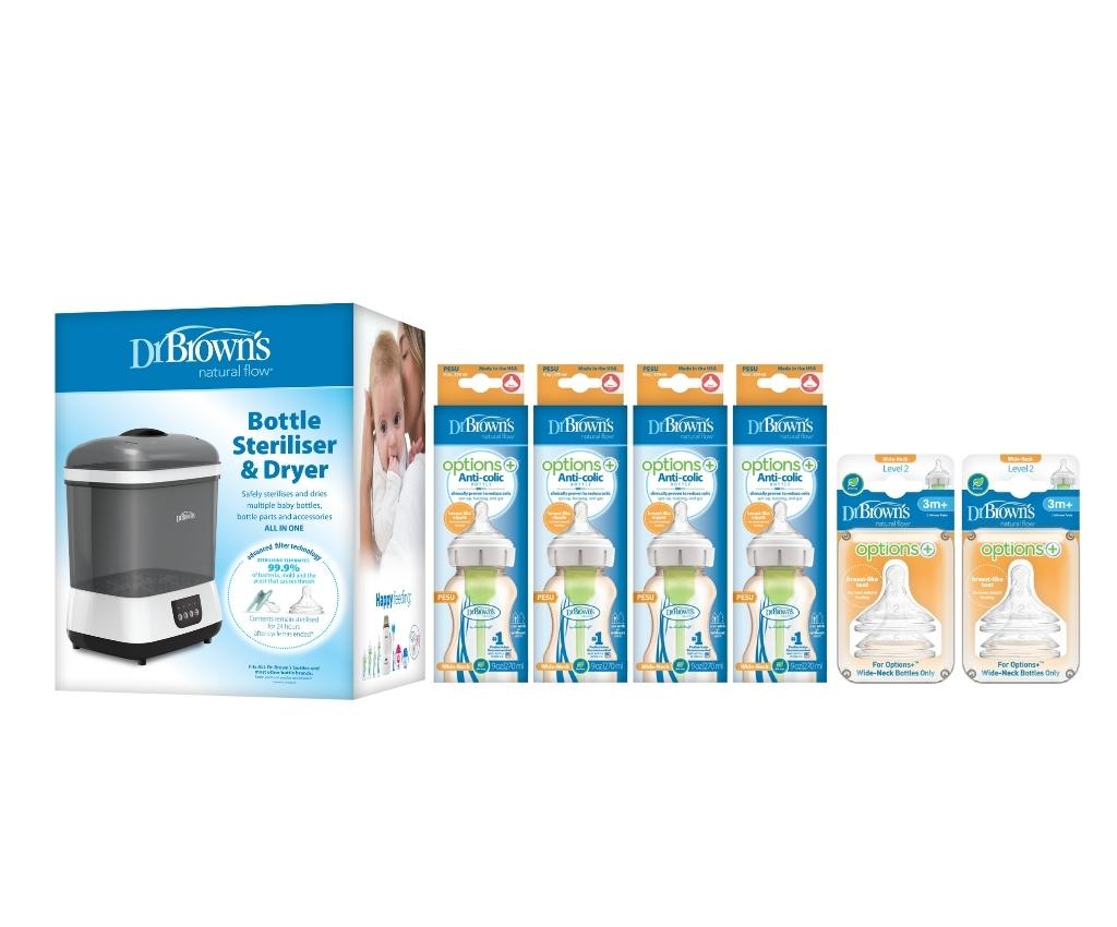 奶樽消毒及烘乾機 (HEPA 過濾功能) + Options+ 仿母乳排氣奶樽 優惠套裝