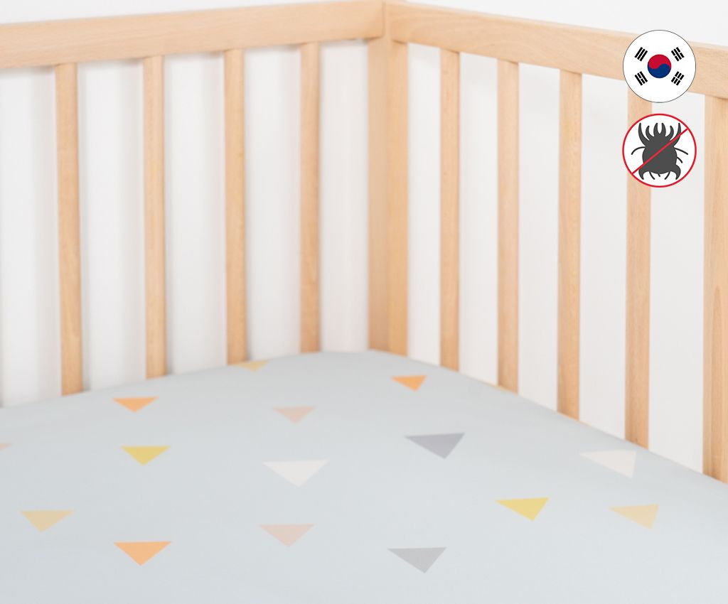 防塵蟎抗菌超柔軟嬰兒床床笠 - 藍色三角