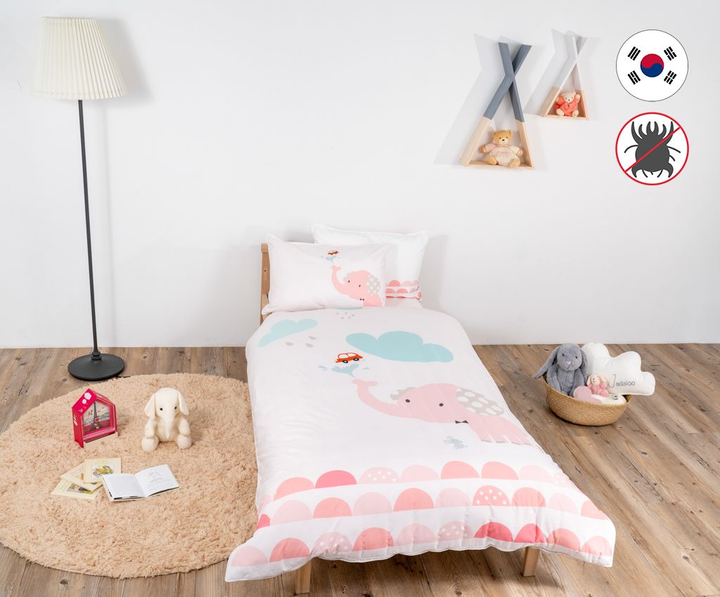 Anti-Dustmite Junior Bedding Set - Pink Elephant