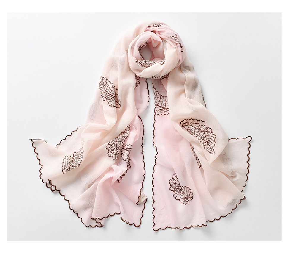 100% wool scarves with embroidered (Pink)