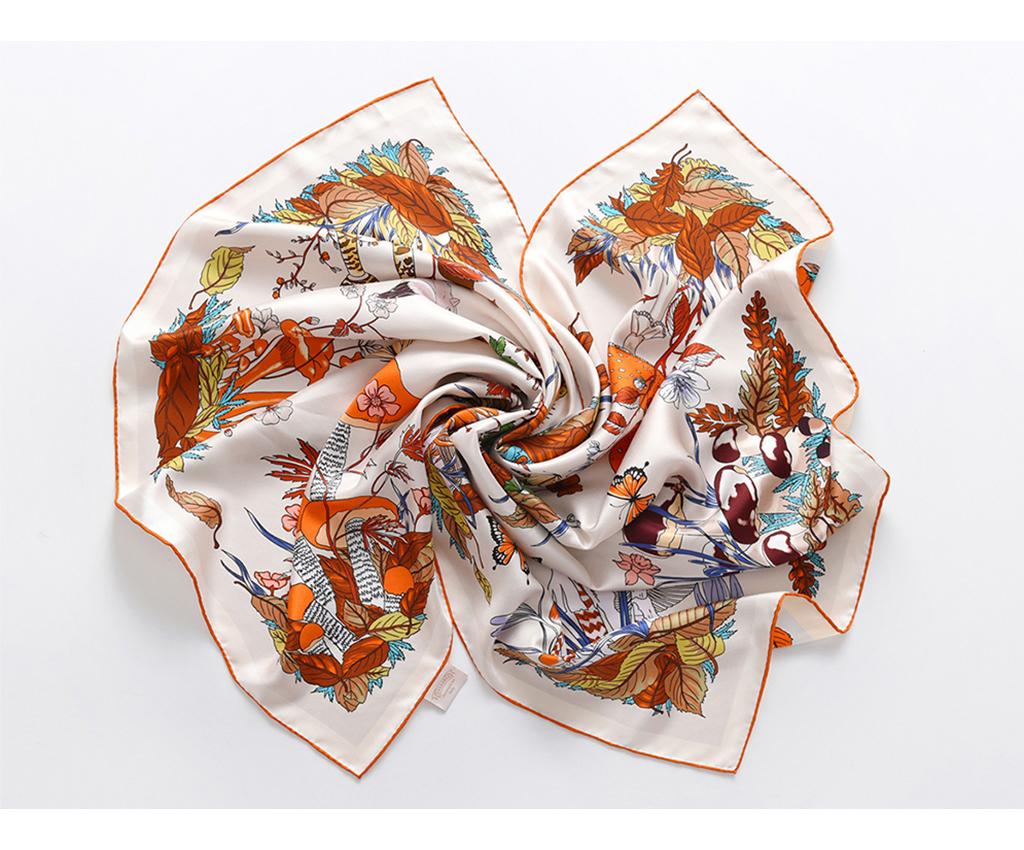 Silk twill print double-sided scarf with hand-rolled edges