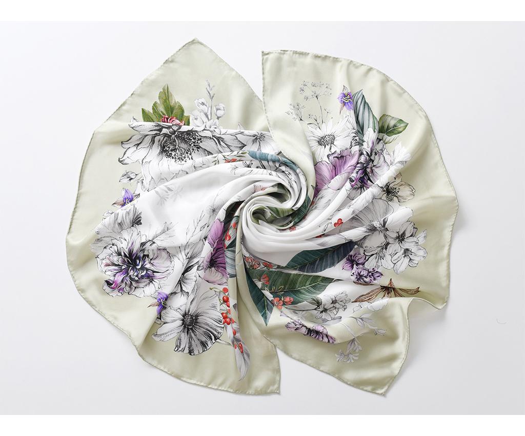 Silk satin print scarf with hand-rolled edges