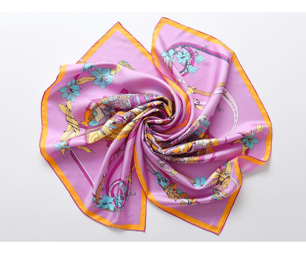 Silk twill print scarf with hand-rolled edges (purple)