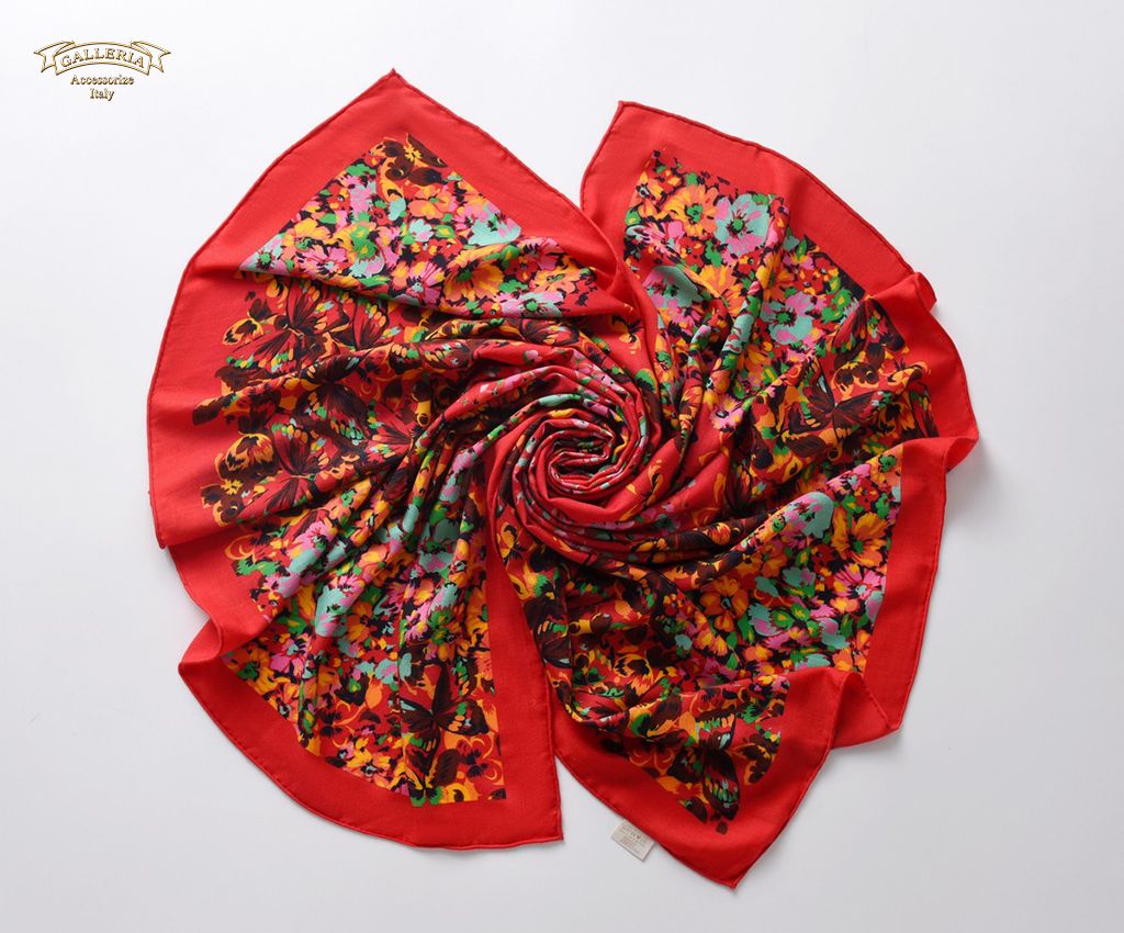 Cashmere Silk Print Scarves (Red)