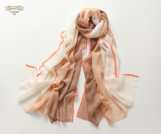 Pure Cashmere Print Scarves (Brown&amp;Camel)
