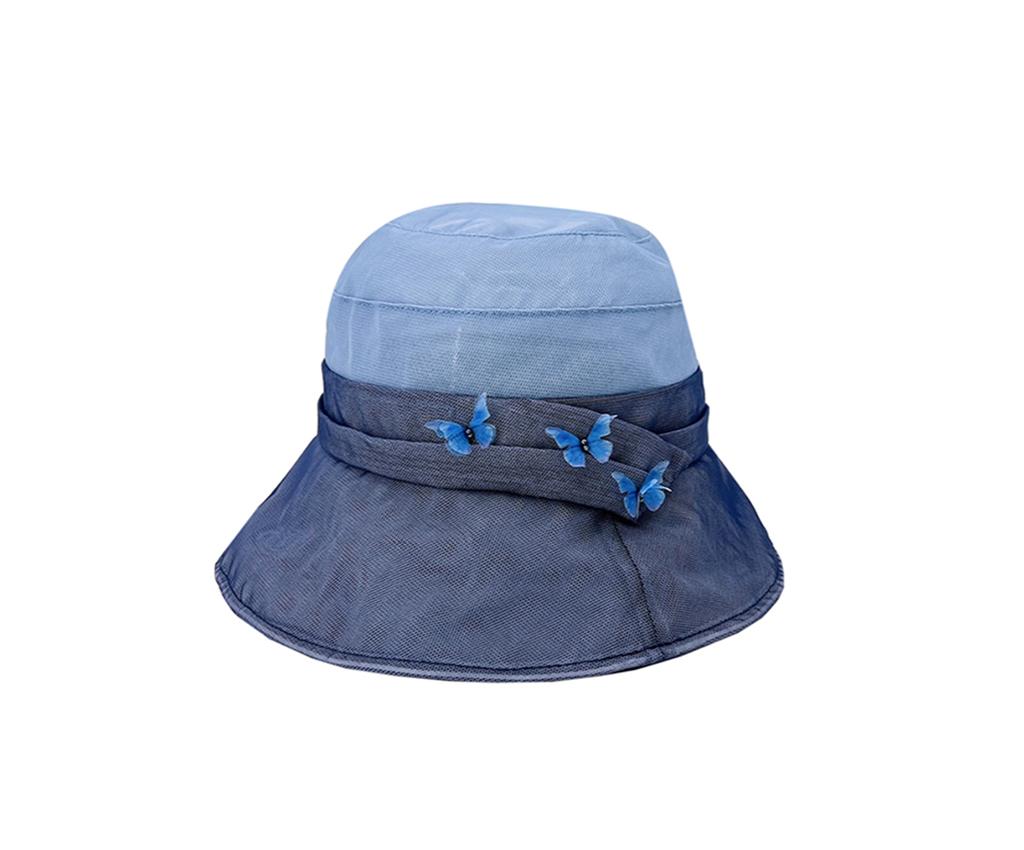 真絲夏日防曬帽 - 小蝴蝶,藍色