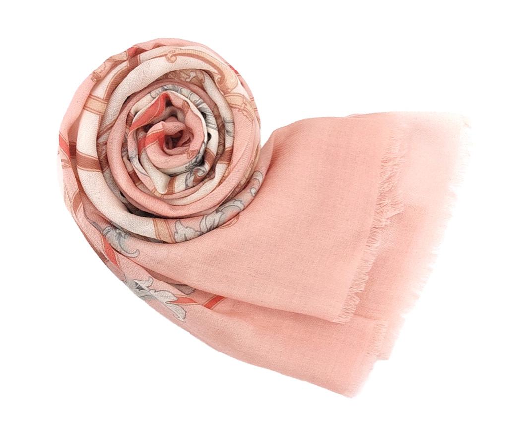 Cashmere Mixed Wool Scarf - Buckle Strap Printed, Pink