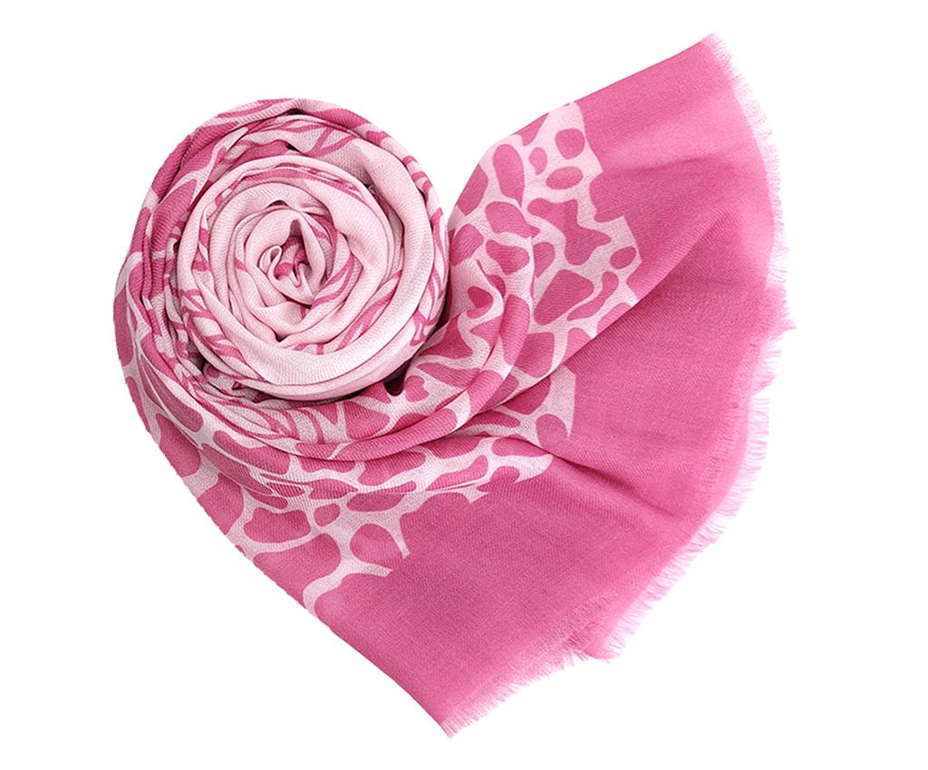 Cashmere Mixed Wool Scarf - Rose Printed, Pink